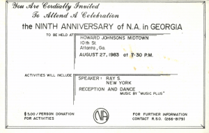 card displaying the details for an event in 1983
